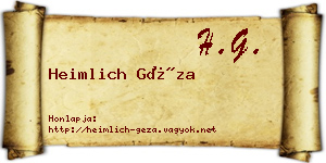 Heimlich Géza névjegykártya